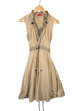 Y2K Firetrap 100% Cotton Light Brown Dress Fairy Grunge Lightweight Ruffle M